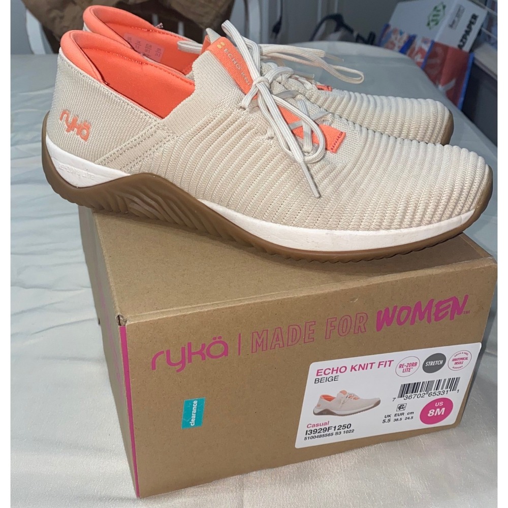 Ryka Echo Knit Fit Women's Beige Coral Slip On Sneaker 8M Ergonomic RE-ZORB LITE - Picture 4 of 11